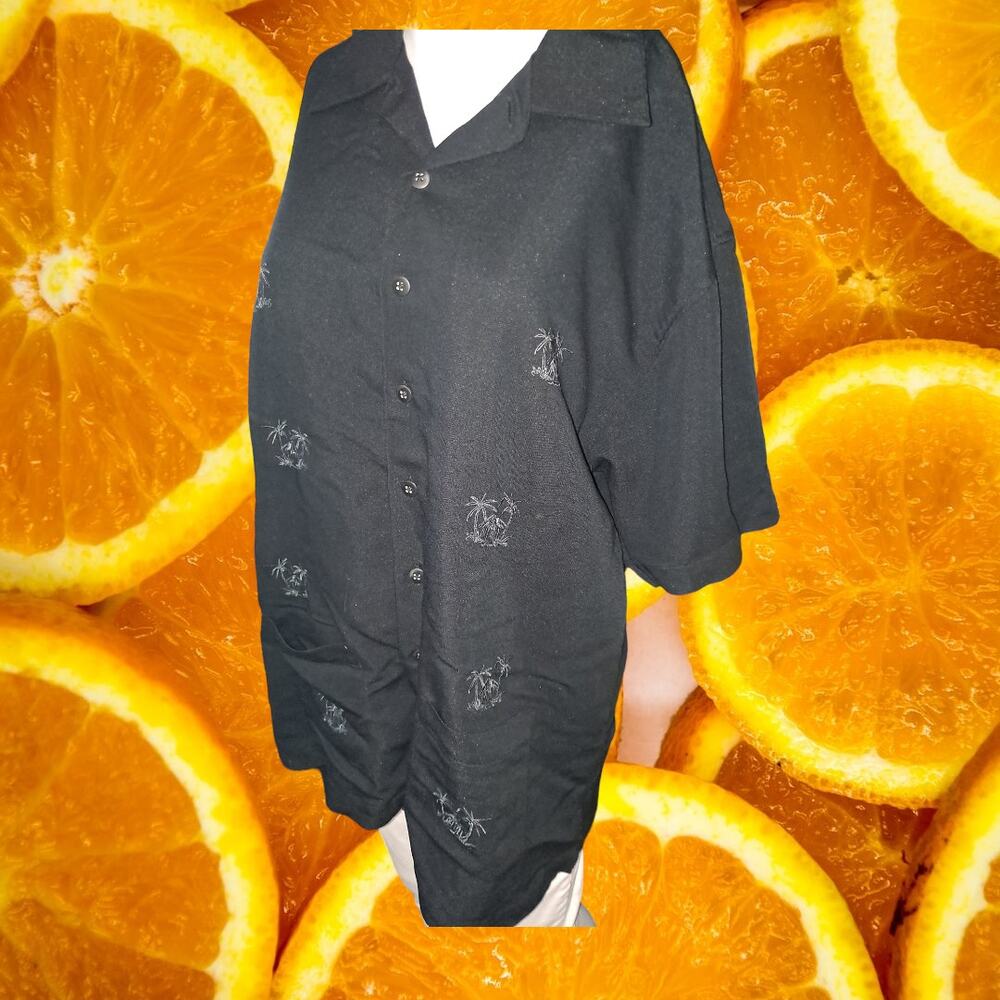 Cubavera Black Button Up with Palm‎ Tree Design Size Large